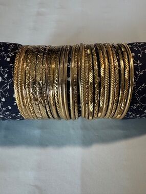 27 Gold-Tone Stackable Bangle Bracelets Women Jewelry